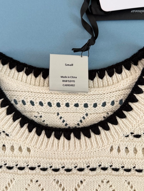 NWT Varley Athena Pointelle Knit Egret White Cotton Sweater Vest - Picture 7 of 9